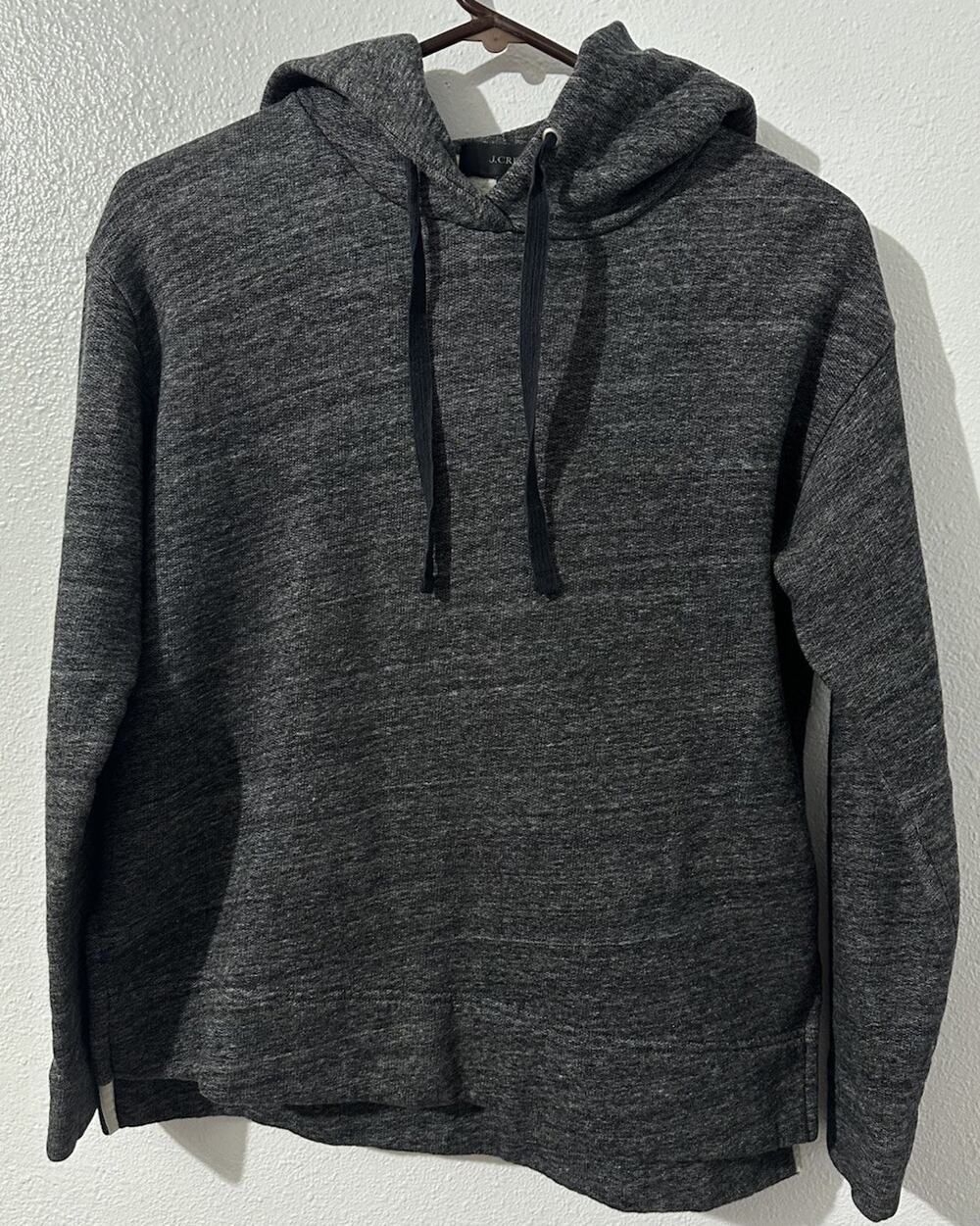 J. Crew Womens XXS Grey Heavy Long Fleece Sleeve Hoodie Drawstring Preppy